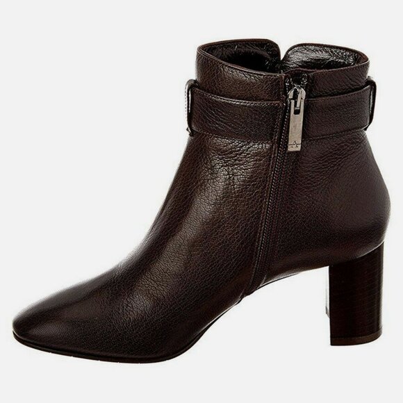 NWOB Aquatalia Vanie Espresso Brown Leather Ankle Boots - Picture 3 of 4